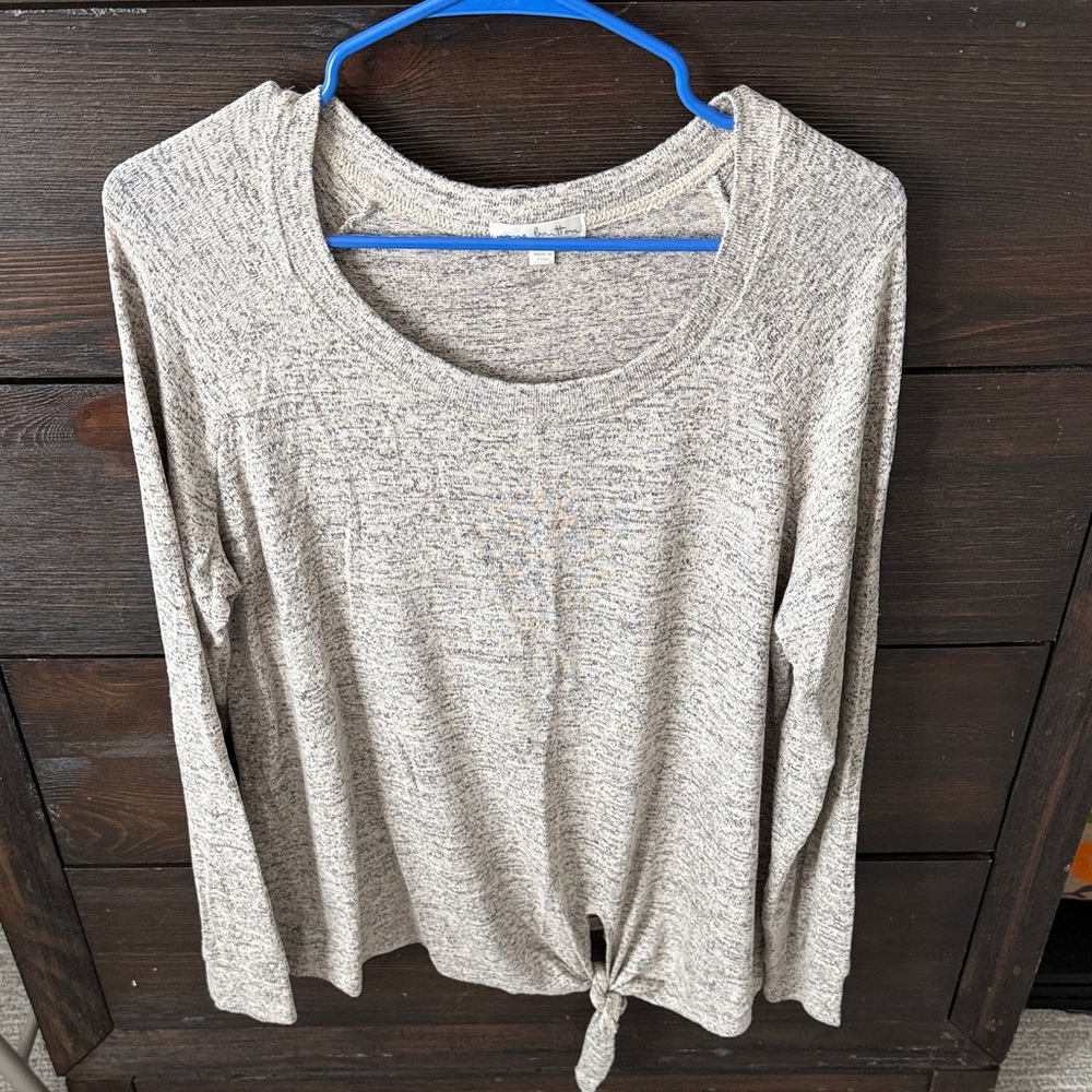 Nine Britton Beige Long Sleeve Tie-Front Top